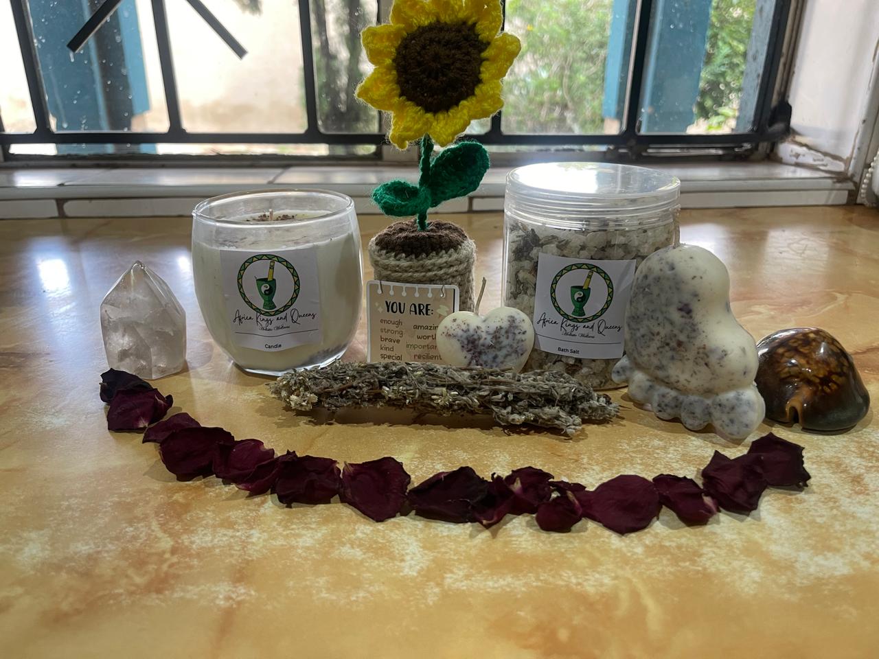 Candle, Crochet Flower & Impepho Set